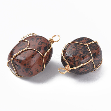 Natural Mahogany Obsidian Pendants(G-N332-50-13)-3