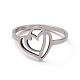 201 Stainless Steel Interlocking Double Heart Finger Ring(RJEW-J051-03P)-2