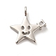 Star with Smiling Face Brass Micro Pave Clear Cubic Zirconia Pendants(KK-G425-09P)-2
