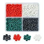 800Pcs 4 Styles Mixed Styles Glass Round Seed Beads, Mixed Color, 3~3.5x2mm, Hole: 1~1.2mm, 200pcs/style(SEED-FS0001-18B)