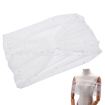 Detachable Pearl Tulle Polyester Shawls, for Wedding Party Clothing Accessories , WhiteSmoke, 470x840x7mm(AJEW-WH0314-448B)