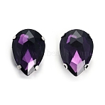 Teardrop Sew on Rhinestone, Glass Rhinestone, with Iron Prong Settings, Garments Accessories, Faceted, Purple Velvet, 18x13mm(DIY-WH20031-039A-26)
