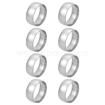 8Pcs Stainless Steel Simple Plain Band Ring for Women, Stainless Steel Color, US Size 6 3/4(17.1mm), 8mm, 8pcs/set(RJEW-LP0001-06)