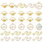 DIY Jewelry Making Finding Kit, Including 50Pcs 5 Style Alloy Link Connectors & Pendants, Wave & Ring, Golden & Light Gold, 11~31x15~20x1~3mm, Hole: 1.5~3mm, 10Pcs/style(DIY-PH0008-74)