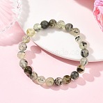 Natural Prehnite Beads Stretch Bracelets for Women Men, Round, Beads: 8mm, Inner Diameter: 2.46 inch(6.25cm)(BJEW-JB13592)