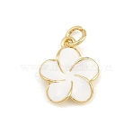 Alloy with Enamel Charms, Flower Charms, Golden, White, 14.5x12.5x3mm, Hole: 3.5mm(KK-CBADB87-15G)