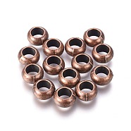 Tibetan Style Rondelle European Beads, Large Hole Beads, Cadmium Free & Nickel Free & Lead Free, Red Copper, 5.5x9.5mm, Hole: 5mm(X-TIBEB-482-R-NR)