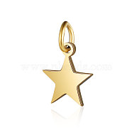 201 Stainless Steel Charms, Star, Golden, 9x8x1mm, Hole: 2~2.5mm(STAS-S105-T554D-8-2)