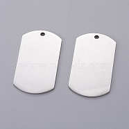 Stainless Steel Big Pendants, Stamping Blank Tag, Rectangle, Stainless Steel Color, 50x28x1.5mm, Hole: 3mm(STAS-I116-08P)