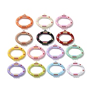 Spray Painted Alloy Spring Gate Ring, Oval with 3 Loops, Mixed Color, 27x30x4mm, Hole: 1.4mm and 1.8mm(PALLOY-Z018-03)