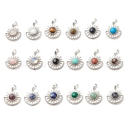 Natural & Synthetic Gemstone Pendants, with Platinum Tone Brass Findings, Cadmium Free & Lead Free, Sun, 29x25.5x6.5mm, Hole: 4.5x8mm(G-G855-04P)