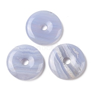 Natural Blue Lace Agate Pendants, Donut/Pi Disc Charms, 30~31x5.5~6.5mm, Hole: 6mm(G-F639-04E)