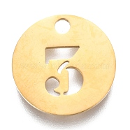 304 Stainless Steel Pendants, Cut-Out, Hollow, Flat Round with Number, Golden, Num.3, 19x1.5mm, Hole: 2.5mm(X-STAS-F233-03-G)
