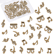 Alloy Cabochons, Musical Note, For UV Resin Filler, Epoxy Resin Jewelry Making, Antique Bronze, 90pcs/box(PALLOY-OC0002-56AB)