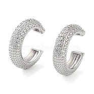 Brass Micro Pave Cubic Zirconia Cuff Earrings for Women, Platinum, 4x15mm(EJEW-D086-05P)