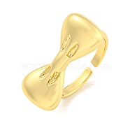 Brass Bowknot Open Cuff Ring for Women, Real 18K Gold Plated, Adjustable(RJEW-M173-05G)