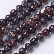 Natural Agate Beads Strands, Dyed & Heated, Grade A, Round, Coffee, 6mm, Hole: 1mm, about 62pcs/strand, 14.9 inch(38cm)(G-G754-05-6mm)