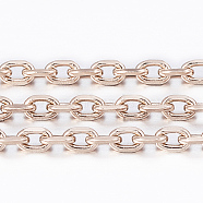 Ion Plating(IP) 304 Stainless Steel Cable Chains, Diamond Cut Chains, Soldered, Faceted, with Spool, Oval, Rose Gold, 2x1.2x0.4mm, about 32.8 Feet(10m)/roll(CHS-H009-23RG)