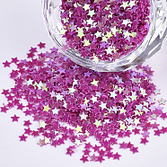 Ornament Accessories, PVC Plastic Paillette/Sequins Beads, AB Color Plated, Star, Medium Violet Red, 2.6x2.7x0.4mm, about 410000pcs/500g(PVC-T021-12D)