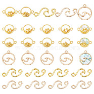 Elite DIY Jewelry Making Finding Kit, Including 50Pcs 5 Style Alloy Link Connectors & Pendants, Wave & Ring, Golden & Light Gold, 11~31x15~20x1~3mm, Hole: 1.5~3mm, 10Pcs/style(DIY-PH0008-74)