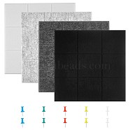 Sound-absorbing Felt Board, Photo Wall Stickers, with Adhesive Back,  Iron Map Pins, for Wall Decoration, Square, Mixed Color, 30x30x0.9cm, 4 colors, 1pc/color, 4pcs/set(AJEW-AR0001-02)