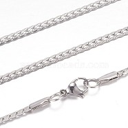 304 Stainless Steel Curb Chain Necklaces, with Lobster Claw Clasps, Stainless Steel Color, 19.2 inch(49cm), 3x1.2mm(STAS-G083-57P)
