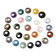 Natural & Synthetic Mixed Gemstone Pendants, Donut/Pi Disc Charms, Mixed Dyed and Undyed, 27.5~28x4.5~5.5mm(G-T122-76)