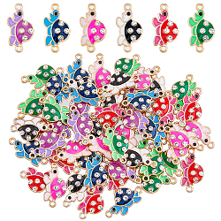 60Pcs 6 Colors Alloy Enamel Connector Charms, Tortoise Links with Crystal Rhinestone, Light Gold, Cadmium Free & Nickel Free & Lead Free, Mixed Color, 23x12x3mm, Hole: 1.5mm, 10pcs/color(ENAM-HY0001-26)