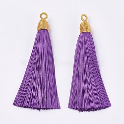 Polyester Tassel Big Pendants Decoration, Dark Violet, 85~90x9~10mm, Hole: 3mm(FIND-I007-A02)