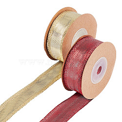 Gorgecraft 2 Rolls 2 Colors Sparkle Polyester Glitter Power Ribbons, Double Edges with Iron Wires, for Christmas Decoration, Mixed Color, 1 inch(25mm), 10 Yards/roll, 1 Roll/color(OCOR-GF0002-17)