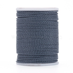 Round Waxed Polyester Cord, Taiwan Waxed Cord, Twisted Cord, Steel Blue, 1mm, about 12.02 yards(11m)/roll(X-YC-G006-01-1.0mm-17)