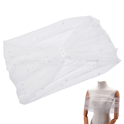 Detachable Pearl Tulle Polyester Shawls, for Wedding Party Clothing Accessories , WhiteSmoke, 470x840x7mm(AJEW-WH0314-448B)