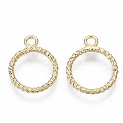 Brass Pendants, Nickel Free, Round Ring, Real 18K Gold Plated, 15x11.5x1mm, Hole: 1.8mm(X-KK-S348-462-NF)