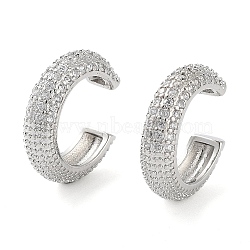 Brass Micro Pave Cubic Zirconia Cuff Earrings for Women, Platinum, 4x15mm(EJEW-D086-05P)