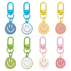 8Pcs 8 Colors Enamel Smiling Face Pendant Decorations, with Alloy Clasp, for Car Earphone Bag Pendant Decoration, Mixed Color, 61mm, 1pc/color(FIND-HY0002-67)