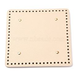 Imitation PU Leather Bottom, Square with Round Corner & Alloy Brads, Litchi Grain, Bag Replacement Accessories, Navajo White, 19x19.1x0.4~1.1cm, Hole: 5mm(FIND-M001-07C)