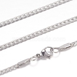 Tarnish Resistant 304 Stainless Steel Curb Chain Necklaces, with Lobster Claw Clasps, Stainless Steel Color, 19.2 inch(49cm), 3x1.2mm(STAS-G083-57P)