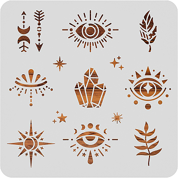 Large Plastic Reusable Drawing Painting Stencils Templates, for Painting on Scrapbook Fabric Tiles Floor Furniture Wood, Square, Eye Pattern, 300x300mm