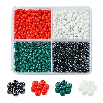 800Pcs 4 Styles Mixed Styles Glass Round Seed Beads, Mixed Color, 3~3.5x2mm, Hole: 1~1.2mm, 200pcs/style