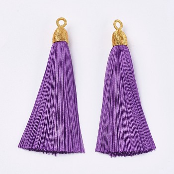 Polyester Tassel Big Pendants Decoration, Dark Violet, 85~90x9~10mm, Hole: 3mm