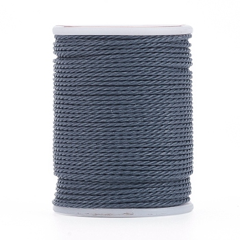 Round Waxed Polyester Cord, Taiwan Waxed Cord, Twisted Cord, Steel Blue, 1mm, about 12.02 yards(11m)/roll