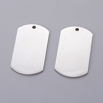 Stainless Steel Big Pendants, Stamping Blank Tag, Rectangle, Stainless Steel Color, 50x28x1.5mm, Hole: 3mm