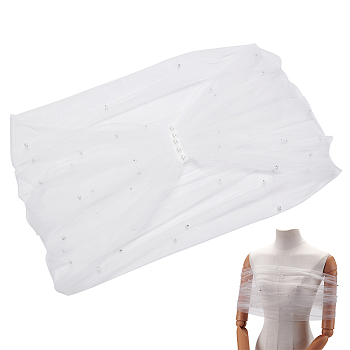 Detachable Pearl Tulle Polyester Shawls, for Wedding Party Clothing Accessories , WhiteSmoke, 470x840x7mm