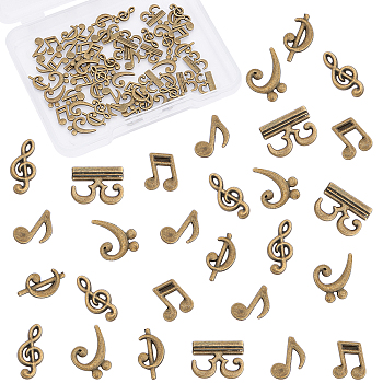 Alloy Cabochons, Musical Note, For UV Resin Filler, Epoxy Resin Jewelry Making, Antique Bronze, 90pcs/box