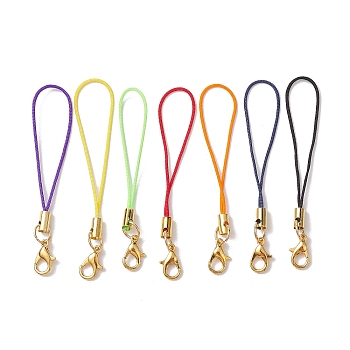 Nylon Mobile Straps, with Zinc Alloy Lobster Claw Clasps, Mixed Color, 6.5cm, about 7Pcs/Set