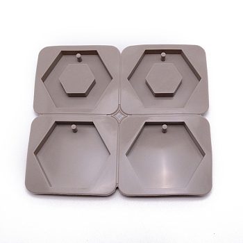 Silicone Molds, Resin Casting Molds, For UV Resin, Epoxy Resin Craft Making, Hexagon, Gray, 147x165x11mm, Hole: 4mm, Inner Diameter: 60x70mm