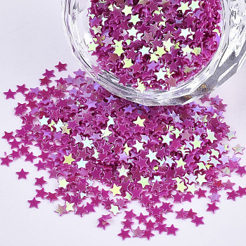 Ornament Accessories, PVC Plastic Paillette/Sequins Beads, AB Color Plated, Star, Medium Violet Red, 2.6x2.7x0.4mm, about 410000pcs/500g