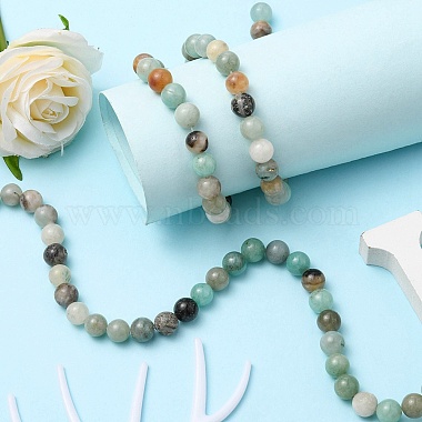 Natural Flower Amazonite Beads Strands(G-YW0001-24)-5