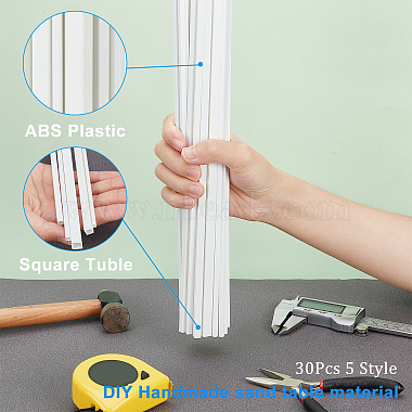 30Pcs 5 Style ABS Plastic Square Hollow Tubes(AJEW-OC0003-08B)-3