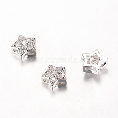 Platinum Star Brass+Cubic Zirconia Slide Charms